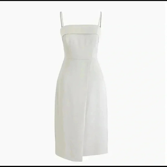 $148 J.Crew Spaghetti-strap foldover dress in satin-back crepe NWT Size 10 Gray - Picture 9 of 9